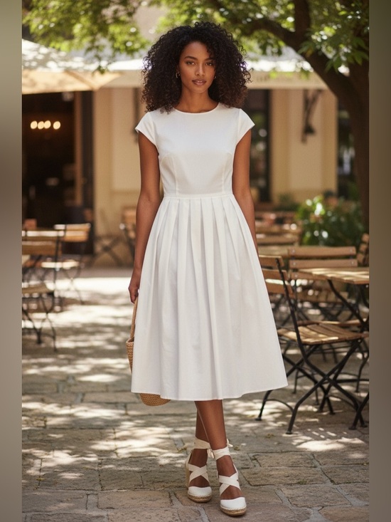 Anthropologie Dresses & Skirts - Anthropologie  Sunday in Brooklyn White Midi Pleated Dress